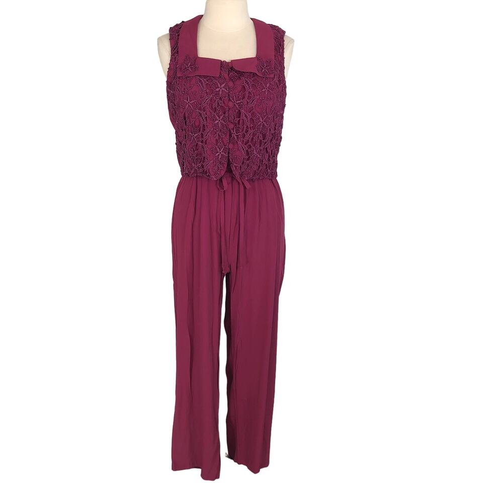 Wild Rose Jumpsuit Romper Lagenlook Sleeveless Size Large Vintage Mauve